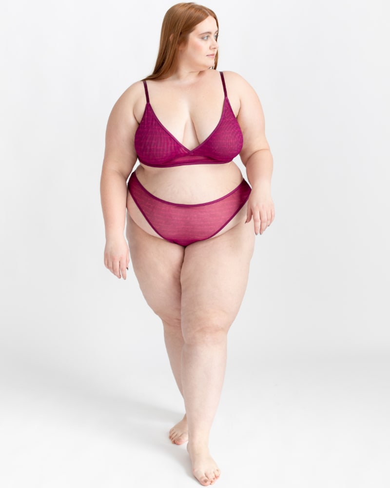 Front of a model wearing a size XXL / 2XL Underclub Love Letter Mesh 3-Piece Bundle in Magenta by Underclub. | dia_product_style_image_id:265641